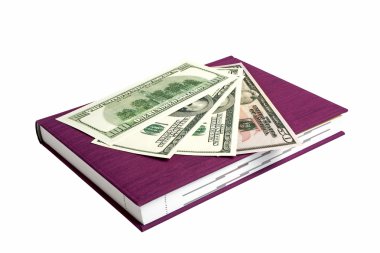 Yeşil Kitap ve beyaz bir arka plan üzerinde izole Doları