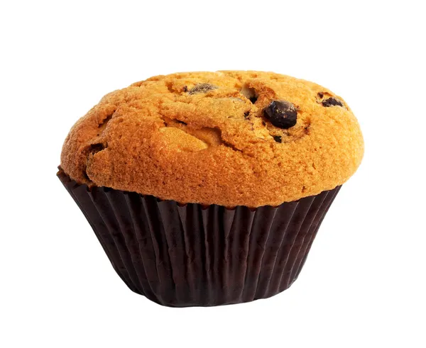 Muffin aux pépites de chocolat isolé sur fond blanc — Photo