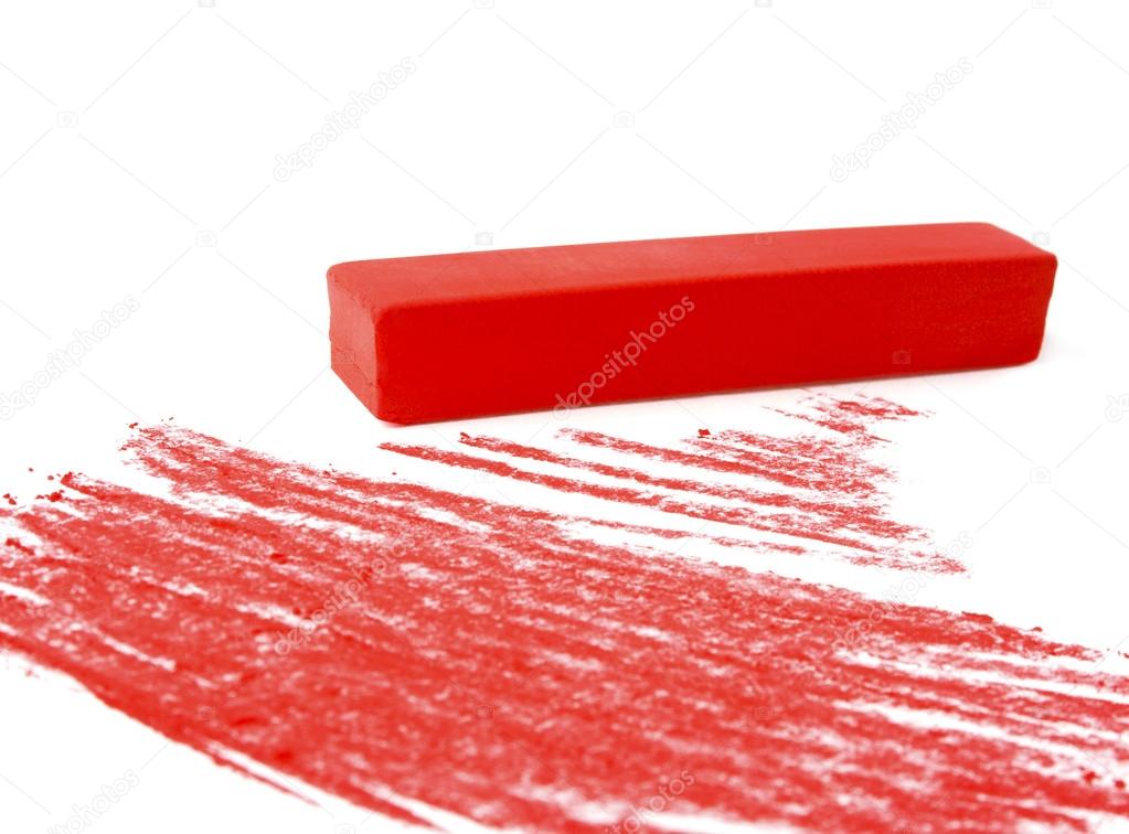 Red chalk pastels on a white background — Stock Photo © domnitsky.yar