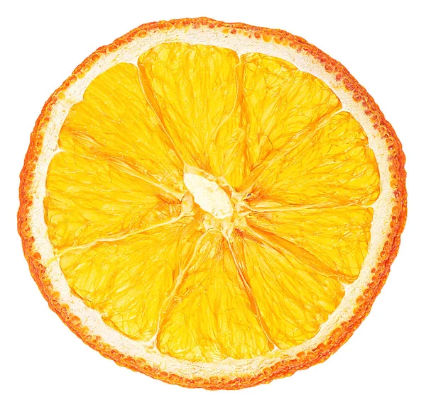 Getrocknete Orangenscheibe Isoliert Auf Weißem Hintergrund Ansicht Von Oben Dehydrierte — Stockfoto