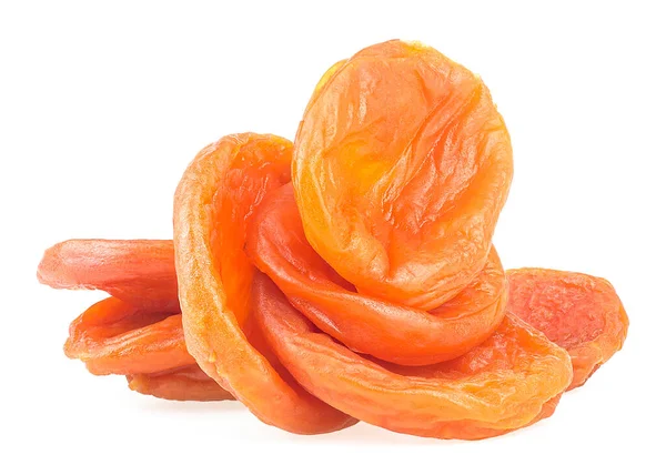 Haufen Reifer Getrockneter Aprikosen Isoliert Auf Weißem Hintergrund Leckere Getrocknete — Stockfoto