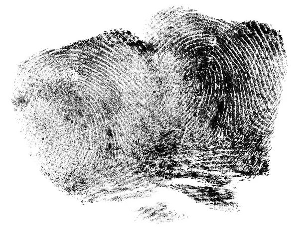 两个黑色指纹分离在白色背景 顶部视图 法医学 — 图库照片
