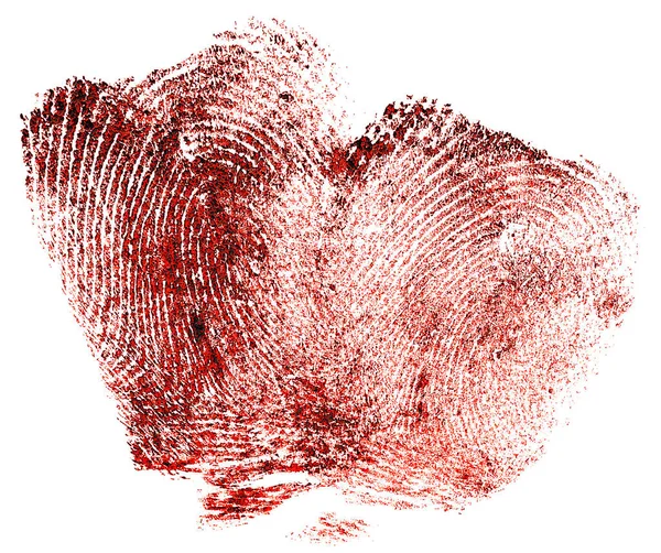 Ματωμένα Αποτυπώματα Απομονώνονται Λευκό Φόντο Σχήμα Καρδιάς Κόκκινα Δακτυλικά Αποτυπώματα — Φωτογραφία Αρχείου