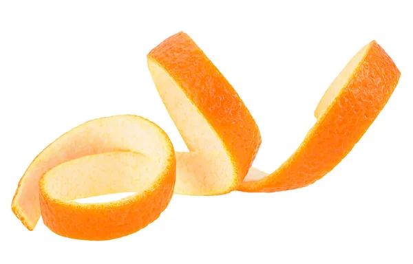 Ароматический Оранжевый Изюм Выделен Белом Фоне Свежий Спиральный Оранжевый Поворот — стоковое фото
