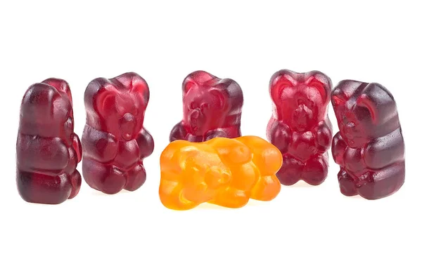 Jelly Candy Színes Enni Gumimacik Elszigetelt Fehér Háttérrel Zselés Medvék — Stock Fotó