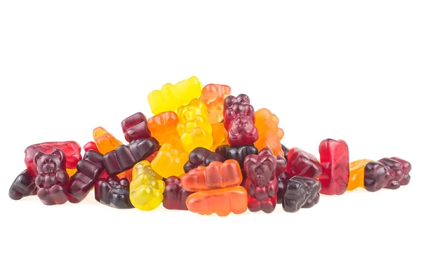 Heap Jelly Bears Gummy Bears Candies Isolated White Background Delicious — Stock Photo, Image
