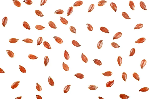 Коричневые Семена Льна Белом Фоне Вид Сверху — стоковое фото