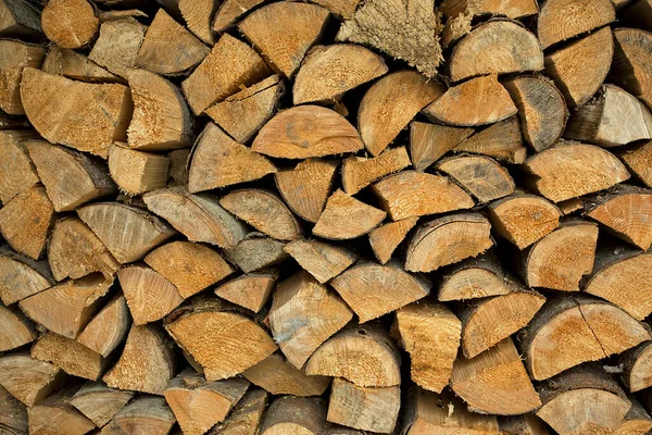 Achtergrond Van Droog Gehakte Brandhoutblokken Een Stapel Muur Van Brandhout — Stockfoto