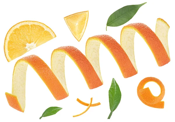 Blick Von Oben Auf Orangefarbene Früchte Auf Weißem Hintergrund Orangenscheibe — Stockfoto