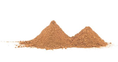 Heap of ground cinnamon isolated on a white background. Cinnamon powder.