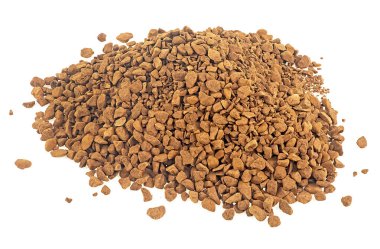 Pile of instant coffee granules isolated on a white background