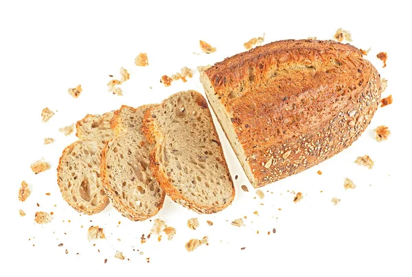 Chleb Pełnoziarnisty Plasterki Izolowane Białym Tle Chleb Wieloziarnisty — Zdjęcie stockowe