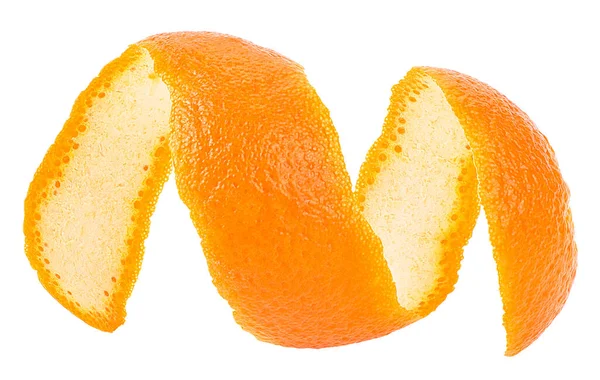 Citrus Fruit Spiral Fresh Orange Peel Isolated White Background — Stock Photo, Image