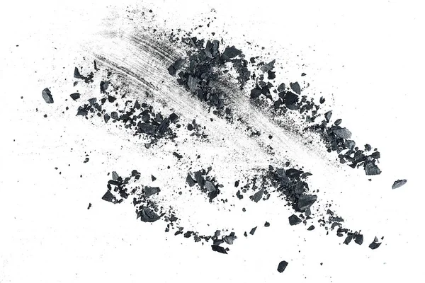 Haufen Schwarzer Kohlestaub Mit Fragmenten Auf Weißem Hintergrund Ansicht Von — Stockfoto