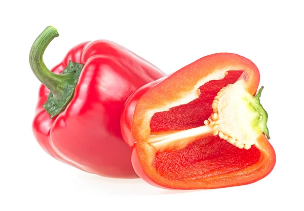 Reife Rote Paprika Isoliert Auf Weißem Hintergrund Frische Rote Paprika — Stockfoto