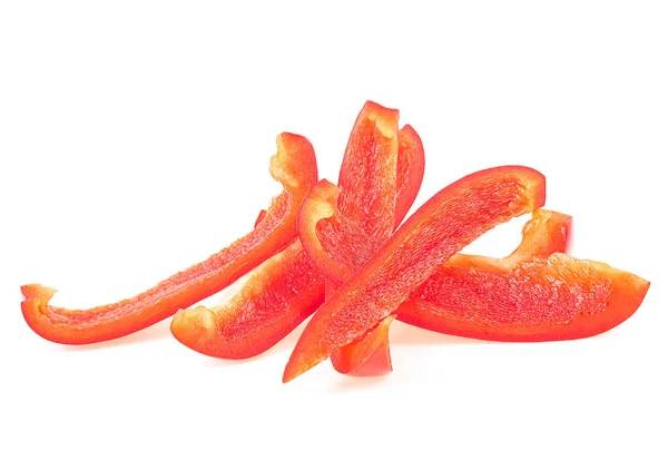 Red Sweet Bell Pepper Sliced Strips Isolated White Background Red — Stock Photo, Image