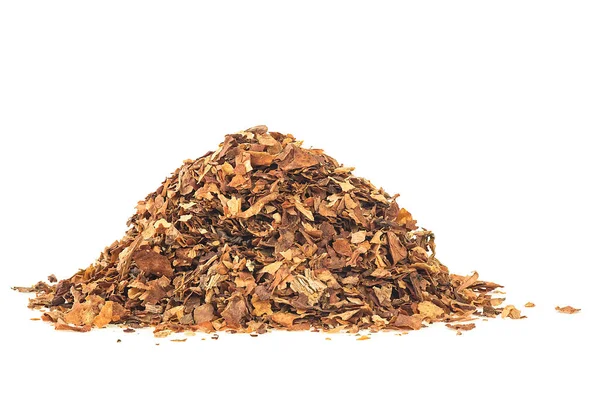 Gedroogde Tabak Stapel Geïsoleerd Een Witte Achtergrond Tabakshag — Stockfoto