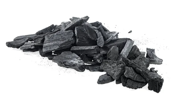 Купка Натурального Деревного Вугілля Ізольована Білому Тлі Традиційне Деревне Або — стокове фото