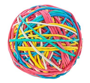 Beyaz arka planda izole edilmiş renkli lastik top. Renkli elastik top.