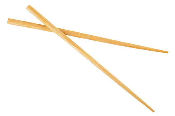 Ζεύγος Ξύλινων Chopsticks Που Απομονώνονται Λευκό Φόντο Πάνω Όψη — Φωτογραφία Αρχείου