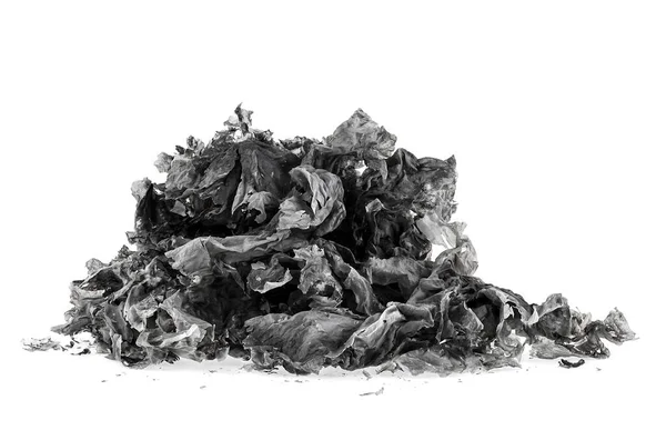 Pile Burnt Paper Isolated White Background Ashes Paper Charred Paper — Stock Photo, Image
