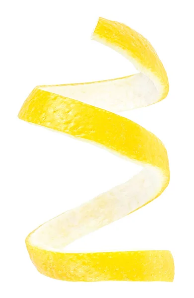 Вертикальное Изображение Свежей Лимонной Цедры Белом Фоне Кожура Лимона — стоковое фото