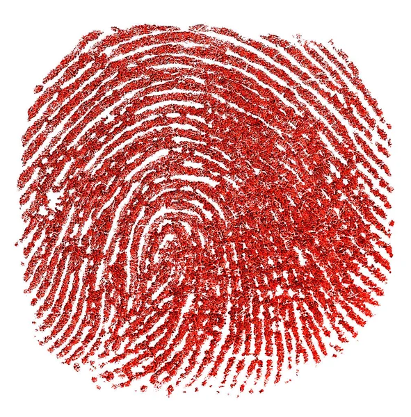 Червоний Відбиток Пальця Ізольовано Білому Тлі Справжній Відбиток Пальців Макро — стокове фото