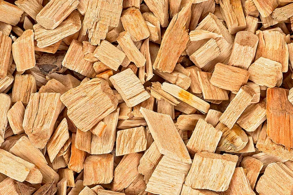 Houten Chips Als Achtergrond Bovenaanzicht Houtkrullen Voor Het Roken Van — Stockfoto