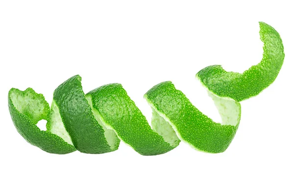 Front View Lime Fruit Peel Isolated White Background Lime Zest — Stock Photo, Image