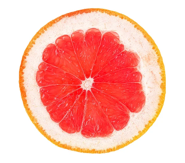 Ripe Grapefruit Slice Isolated White Background Top View — Stock Photo, Image