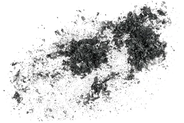 Pieces Burnt Paper White Background Top View Ashes Paper — Fotografia de Stock