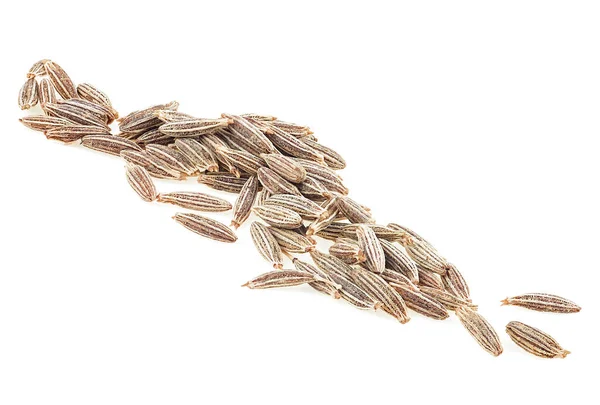 Organic Cumin Seeds Isolated White Background Macro Image Caraway Seeds — 스톡 사진