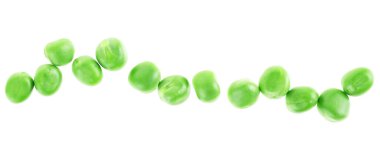 Üstten Görünüm, beyaz bir arka plan izole taze yeşil bezelye.