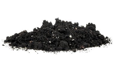 Beyaz arka planda izole edilmiş toprak yığını. Toprak yığını. Büyüme kavramı.