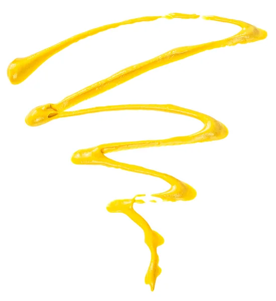 黄色芥末酱隔离在白色背景 顶部视图 辣酱芥末酱 — 图库照片