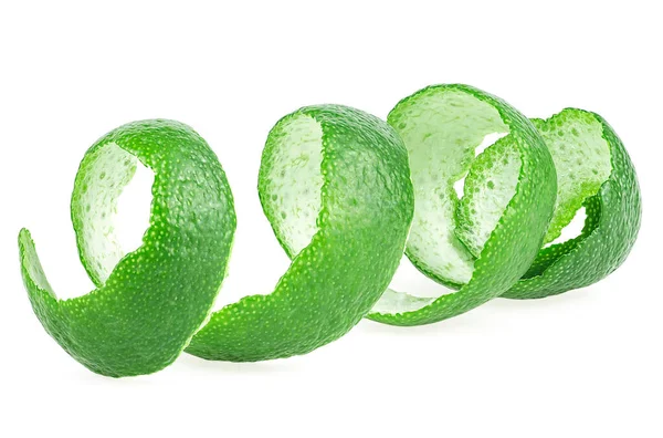 Lime Fruit Peel Isolated White Background Fresh Lime Zest — Stock Photo, Image