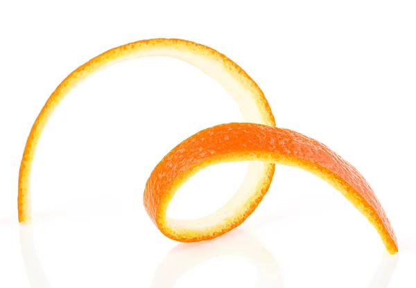 Cáscara Naranja Aislada Sobre Fondo Blanco Espiral Piel Naranja —  Fotos de Stock