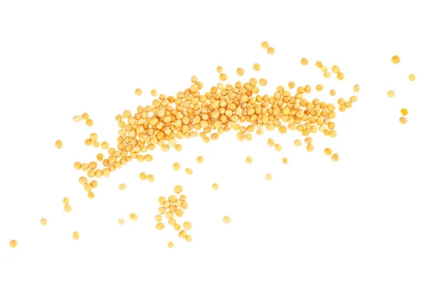 Pile Yellow Mustard Seeds Isolated White Background Top View — 스톡 사진