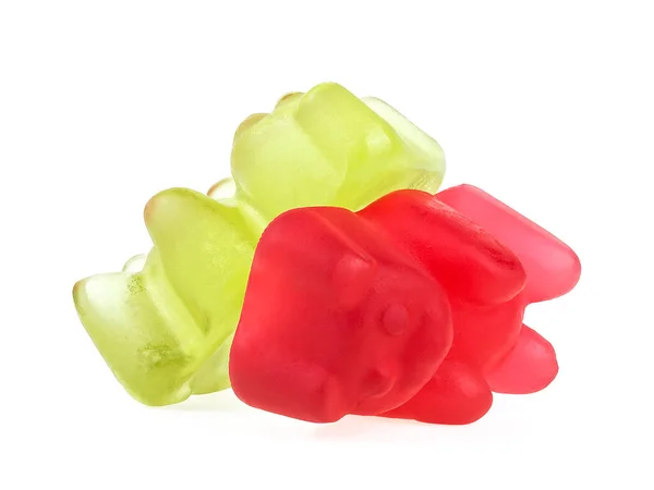 Two Colored Jelly Bears Isolated White Background Jelly Candy Marmalade — Stockfoto