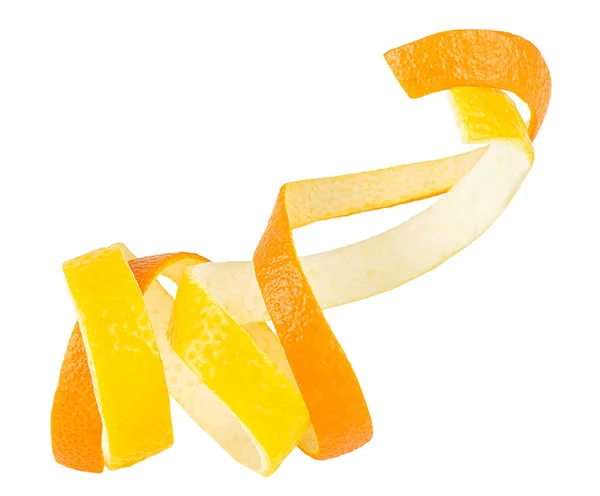 Cáscara Fruta Naranja Limón Aislada Sobre Fondo Blanco Piel Fresca — Foto de Stock