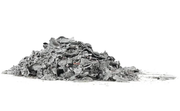 Burnt Paper Isolated White Background Ashes Pile Paper Charred Paper — Stockfoto