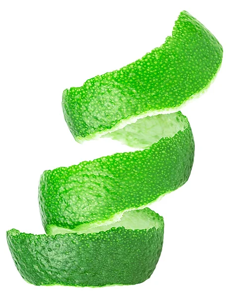 Vertical Image Lime Fruit Peel Isolated White Background Lime Zest — Stock Fotó