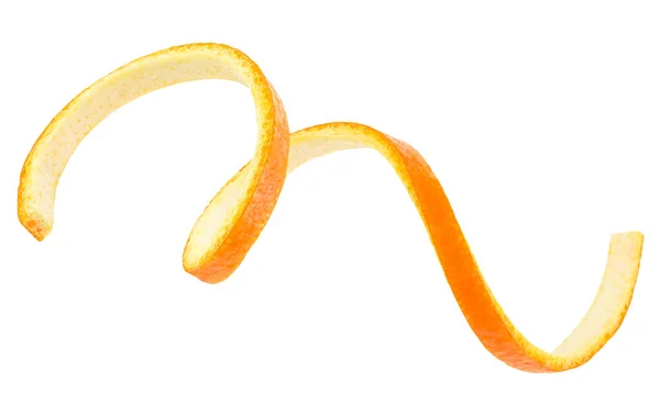 Spiral Μορφή Φλοιού Πορτοκαλιού Που Απομονώνεται Λευκό Φόντο Πάνω Όψη — Φωτογραφία Αρχείου