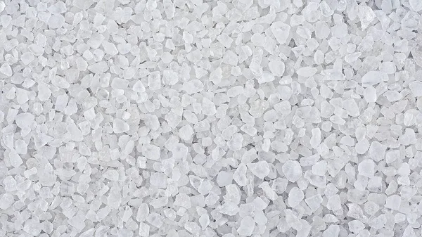 Top View Sea Salt Crystals Background White Marine Rock Salt — Stockfoto