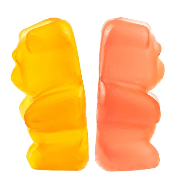 Two Jelly Bears Isolated White Background Colored Marmalade Bears — Fotografia de Stock