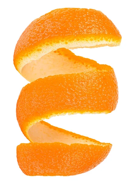 Шкірка Свіжих Апельсинових Фруктів Ізольована Білому Тлі Вертикальне Зображення Помаранчевого — стокове фото