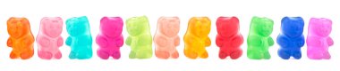 Set of colorful jelly gummy bears isolated on a white background. Candy collection.