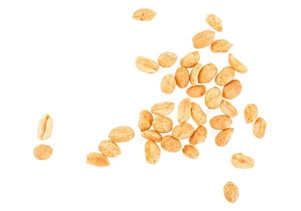 Heap Peeled Salted Peanuts Isolated White Background Top View Roasted — Foto Stock