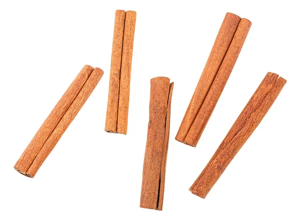 Aromatic Cinnamon Sticks Isolated White Background Top View — Stock Fotó