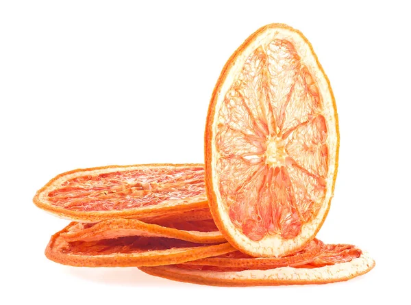 Slices Dried Grapefruit Isolated White Background Tasty Fruit Slices Snack — Stock Photo, Image